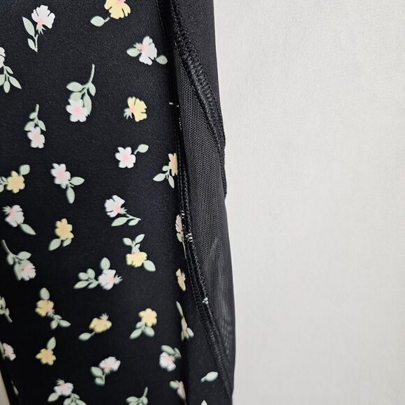 VICTORIA'S SECRET PINK Ultimate Leggings BLACK & YELLOW FLORAL size M Athleisure - Picture 4 of 8